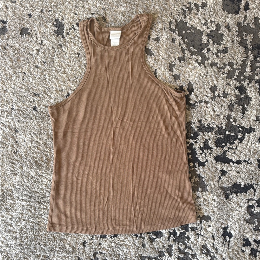 H&M Taupe Ribbed Sleeveless Top